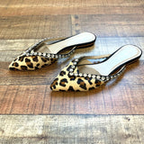 Antrhopolgie Guilhermina Leopard Calf Hair Embellished Slides- Size 8