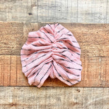 No Brand Pink with Black Stripes Ruched Back Knot Headwrap- Size ~0-6M (see notes)