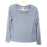 Victoria Secret Grey Embroidered Pink Bow Lounge Top- Size XS