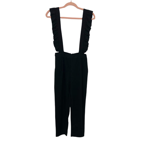 Shein Black Ruffle Cropped Jumpsuit- Size XS
