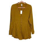 Flawless Mustard Button Up Oversized Tunic NWT- Size XS