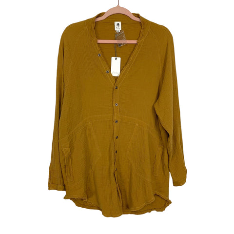 Flawless Mustard Button Up Oversized Tunic NWT- Size XS
