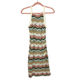 No Boundaries Pink/Olive/Tan Crochet Knit Dress NWT- Size S