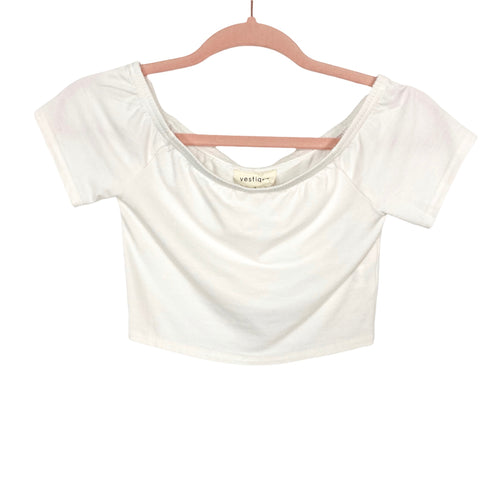 Vestique White Off the Shoulder Crop Top- Size S