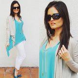 Forever Unique Turquoise Asymmetrical Hem with Chain- Size ~S (see notes)