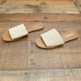 Soda Flat Straw Sandals- Size 7