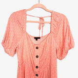 Gibson Pink & White Polka Dot Button Up Tie Back Dress- Size M