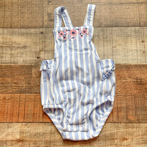 Carters Blue and White Striped Floral Overall Outfit-Size 9M