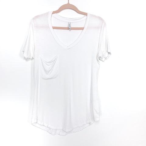 Z Supply White Front Pocket V-Neck T-Shirt- Size XS