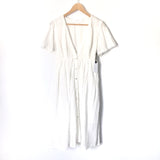 ASTR The Label Deep V Button Up White Eyelet Dress NWT- Size S