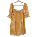 Girl and the Sun Yellow Gingham Smocked Bodice Dress- Size XL