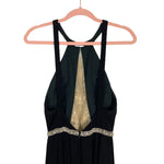 Rachel Allan Prima Donna Black Rhinestone Mesh Center Gown with Train- Size 2 (see notes)