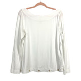 Lilly Pulitzer White Boatneck with Rivet Detail Hem Top- Size L (see notes)