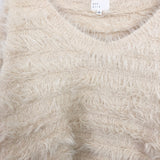 Dee Elly Fuzz Striped Crop Sweater with Bell Sleeve- Size S