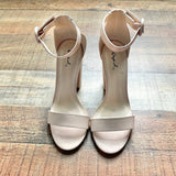 Qupid Tan Open Toe Ankle Strap Block Heels- Size ~7 (see notes)