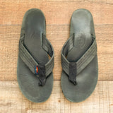 Rainbow Black Leather Flip Flops- Size ~7 (see notes)