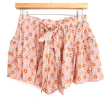 Vestique Pink Floral Belted Elastic Shorts NWT- Size M