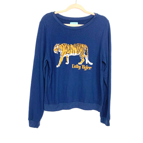 Judith March Navy Blue Easy Tiger Graphic Top- Size S