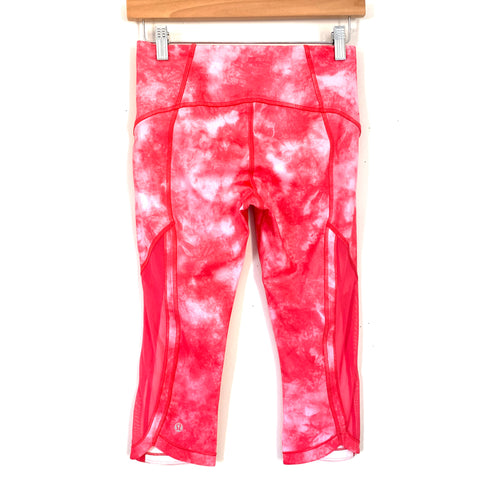 Lululemon Pink Tie Dye with Mesh Crop Legging- Size 4 (Inseam 16")