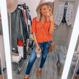 Madewell Brick and White Polka Dot Button Up Blouse NWT- Size 4