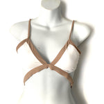 L*SPACE White/Tan Side Strap Bikini Top- Size M (TOP ONLY)