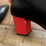 Manila Grace Black Red Heel Ankle Booties- Size ~10 (see notes)