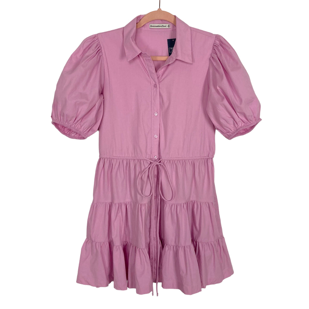 abercrombie and fitch shirt dress Abercrombie & Fitch Lilac Puff Sleeve with Front Tie Tiered Skirt Shir –  The Saved Collection