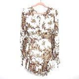 Saints + Secrets White Floral Surplice Front and Open Back Dress NWT- Size S