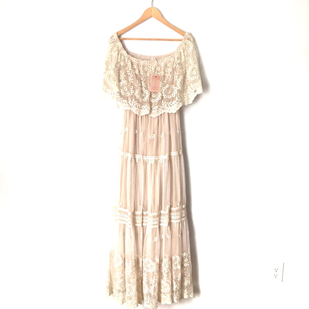 Champagne & Strawberry Off The Shoulder Lace Dress NWT- Size S Champagne & Strawberry Off The Shoulder Lace Dress NWT- Size S