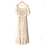 Champagne & Strawberry Off The Shoulder Lace Dress NWT- Size S