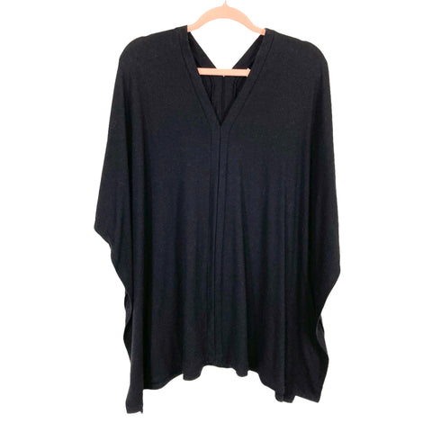 Zenana Premium Black Poncho Style Top- Size S