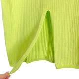 Free People Neon Green Ribbed Front Slit Sweater Skirt- Size S