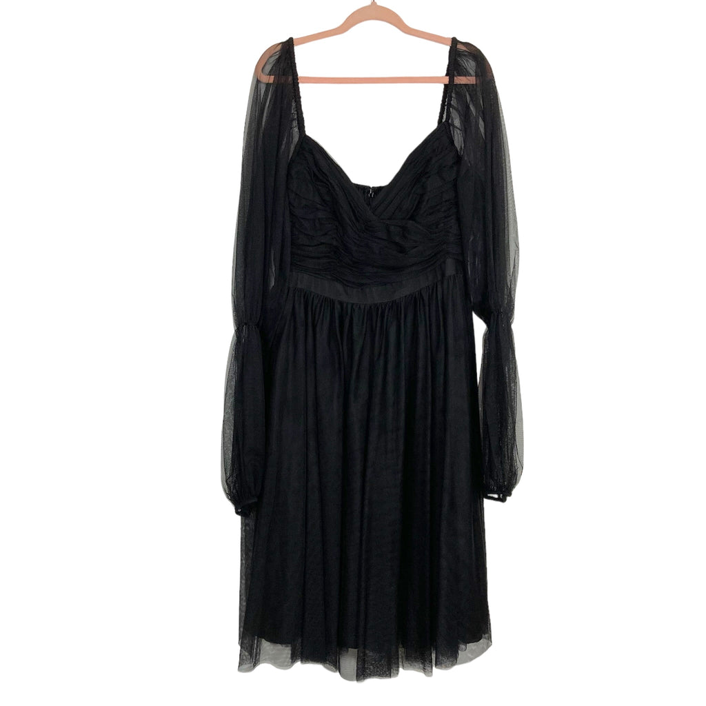 Eloquii Black Mesh Sleeve Dress NWT- Size 14 The Saved Collection Eloquii Black Mesh Sleeve Dress NWT- Size 14 The Saved Collection