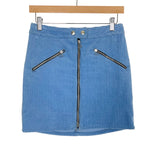 Rag & Bone Blue Corduroy with Front Zipper Mini Skirt- Size 2