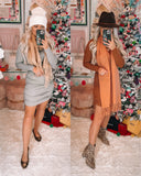 J.ING Camel Ruched Bodycon Dress NWT- Size S
