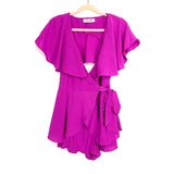 DO+BE Magenta Faux Wrap Open Back Romper- Size S