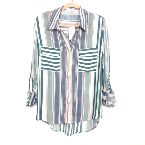 Aeom Multicolor Striped Button Up Top NWT- Size M