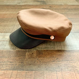 H&M Brown Faux Leather Brim Hat- Size XS/S