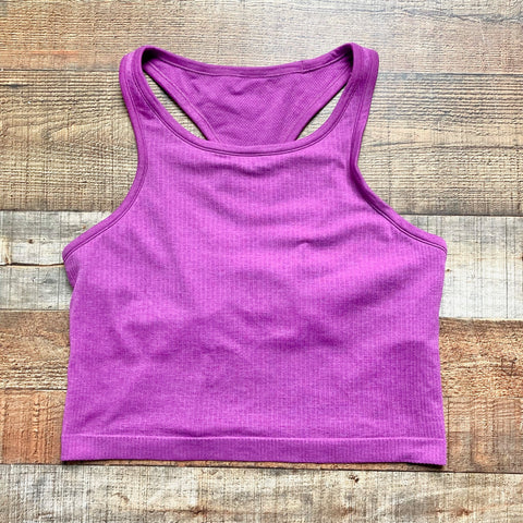 Lululemon Purple Ribbed Built in Bra Tank- Size 12 (no pads included)