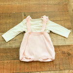 Cat & Jack Pink Knit Romper with Cream Onesie- Size 0-3M