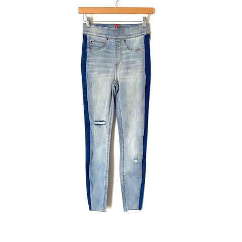 Spanx Distressed Raw Hem Side Panel Skinny Jeans- Size XS (Inseam 27”)