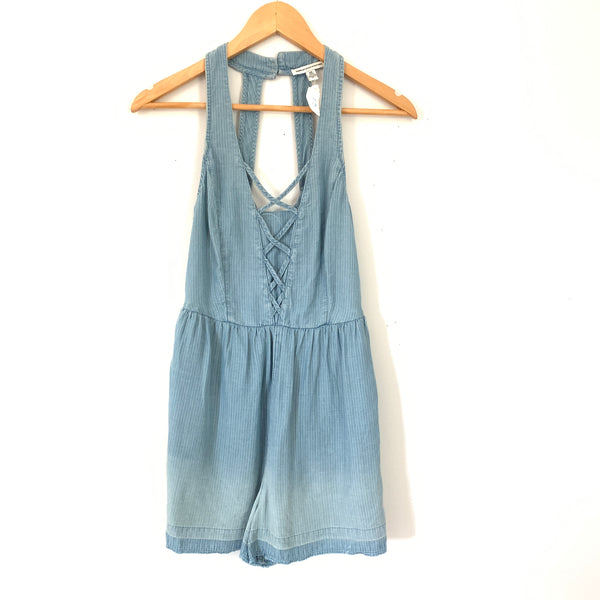 American Eagle Pinstripe Lace Up Romper- Size XXS – The Saved