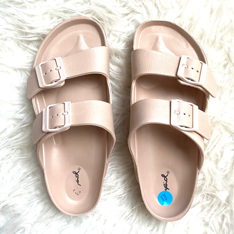 Qupid Nude Double Strap Sandals- Size 40