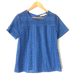 LOFT Blue Lace Blouse- Size XS