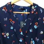 Gibson Navy Floral Drape Front Blouse NWT- Size XS