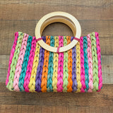 No Brand Multicolor Stripped Rattan Handbag
