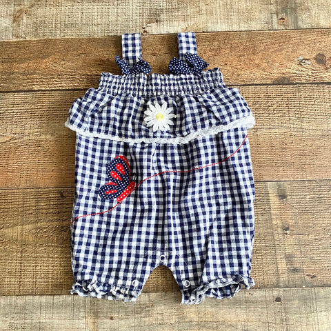 Powell Craft Gingham Butterfly and Flower Outfit- Size 6-12M