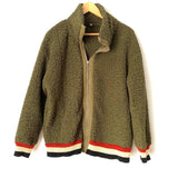 No Brand Green Zip Sherpa Jacket- Size L (see notes)