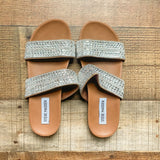 Steve Madden Double Strap Rhinestone/Beaded Sandals- Size 6.5