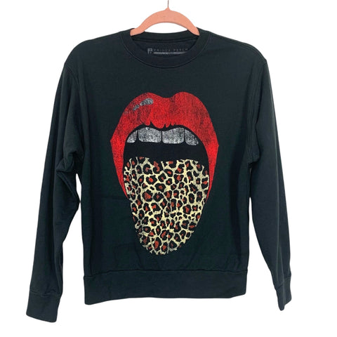 Prince Peter Collection Black Animal Print Tongue Crewneck Sweatshirt- Size XS (See Notes)